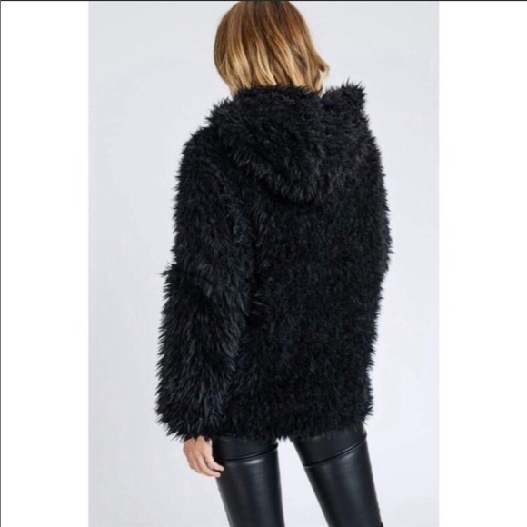 Black Shaggy Fluffy Hoodie - Picture 2 of 4